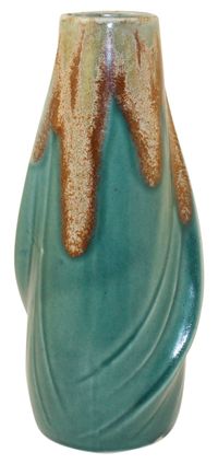 Denbac French Pottery Art Deco Twist Drip Glaze Vase Shape 28