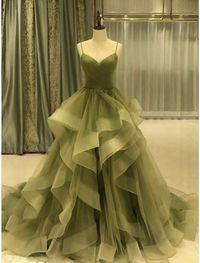 A-Line Prom Dresses Elegant Dress Formal Court Train Christmas Red Green Dress Sleeveless Spaghetti Strap Tulle with Pleats Ruffles 2023 2023 - US $157.99