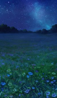 Campo de flores azules  (noche)