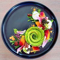 Ombré roasted beets, fresh mozzarella, avocado. #vegetables #avocado #swirl #gorgeous #dots #color #circle #meal #mealtime #organic… | Instagram