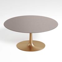 Nero Oval Concrete 60" Dining Table with Brass Base + Reviews | Crate and Barrel