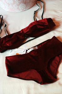 Bourgogne lys - Velvet,velour lingerie set,adjustable bra straps,comfortable yet sexy undies,bralette with clasp closure, pin up style