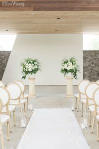 Green and White Wedding Ceremony Flowers, Altar Flower Arrangements, Stylish Greek Wedding Theme with Gold Decor | ElegantWedding.ca