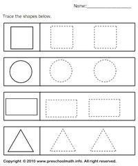 Kindergarten Shape Tracing Worksheets