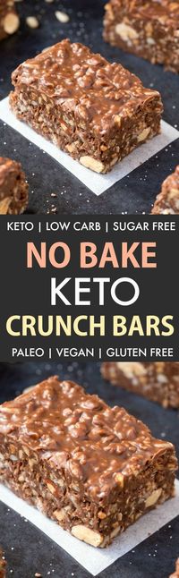 Homemade No Bake Keto Chocolate Crunch Bars (Paleo, Vegan, Sugar Free, Low Carb)- An easy recipe for copycat crunch bars with a ketosis and sugar-free makeover! The ultimate ketogenic dessert recipe ready in 5 minutes! #ketogenicdessert #ketodessert #lowcarb #sugarfree #paleo | Recipe on thebigmansworld.com