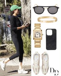 Dec. 2023, Meghan’s Fashion: Meghan’s fashion details ♥️ - Sunglasses: @krewe ‘Gravier’ Sunglasses. - Watch: Princess Diana’s @cartier Tank Française Watch. - Bracelet: @cartier 'Love' Bracelet. - Phone Case: Bottega Veneta Intreccio Rubber Silicone in Black. - Shoes: @newbalance '327' Sneakers in Bone with Mindful Grey. - Unidentified Sweater, Leggings and Green Baseball Cap.