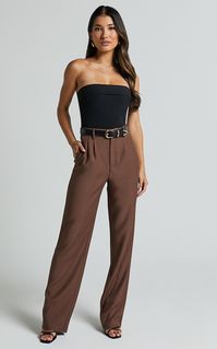 Lorcan Pants - High Waisted Tailored Pants in Chocolate