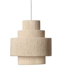 A tropical take on a traditional three-tiered chandelier, this easy, casual look is created from cotton rope. The pendant is artisan crafted and easily integrated into a plethora of modern décor styles. Its smaller size makes it a wonderful choice for breakfast nooks, or try several over a large kitchen island.