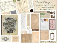 Vintage SCRAPS Ephemera and Embellishments Printable Collage Sheets for Junk Journals, Scrapbooking, Collage Art, Crafts, 40 Items to Cut