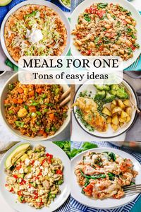 This meals for one round-up includes tons of ideas, tips and tricks as well as specific recipes to help make easy, delicious, healthy meals when cooking for one.