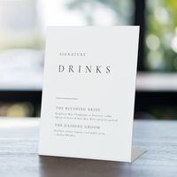 Elegant black and white minimalist typography design in timeless serif font, simple and clean. Great wedding signature drinks sign for minimalist wedding, modern wedding and classic wedding.  See all the matching pieces in collection.