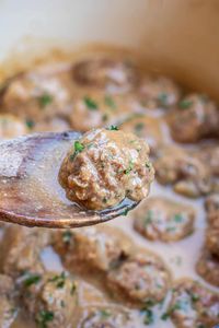 My Mom's Swedish Meatballs is a tried and true family recipe that's easy to make but has all of the flavors that bring you back to your childhood. #swedishmeatballs #sauce #easy #recipe #mom's