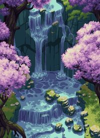 Sakura waterfalls, an art print by Daniel Riise - INPRNT