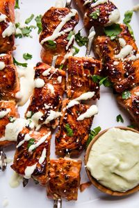 Salmon Bites with Wasabi Mayo by The Modern Proper || Salmon bites with wasabi mayo is a recipe that transforms one of the worlds’ healthiest foods into a supper that’s as fun to eat as it is good for you.