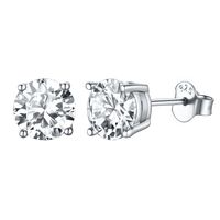 Designed to last for a lifetime, each piece is beautifully handcrafted allowing you to cherish every day while looking gorgeous. Classic sterling silver cubic zirconia diamond stud earrings for men, with three sizes to meet different needs. Enjoy dazzling and sparkling silver jewelry every day. Hypoallergenic and comfortable, friendly to all kinds of skin. The Diamond stud earrings are suitable for all parties and gift-giving occasions.  SPU:  CE55005  Collection:  Stone  Material：925 Sterling S