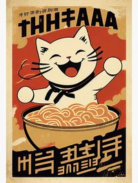 A cat eating Ramen soup