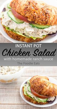 Instant Pot Ranch Chicken Salad - This chicken salad recipe is packed with bold, bright, and refreshing ranch flavor! Perfect for sandwiches or dipping. And is easily made in less than half an hour. #InstantPot #ranch #chickensalad