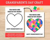 Grandparents Day Craft A fun and easy craft that takes seconds to prepare! Make the most of your Grandparents Day with this fun and easy craft. Simply print, rip up some colored paper, and clue them to your design to create your very own masterpiece. Not only will your littles have a blast creating this craft, but it will serve as a keepsake for their grandparents for years to come. Works great at school, home, church, camps, and anything in between. Prints on 8.5 x 11 Instant download. No physi