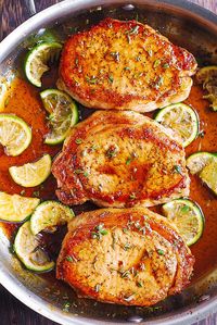 Pan Fried Pork Chops with Honey Lime Glaze