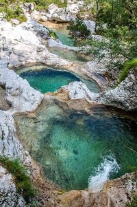 The pools seen from the wooden bridge - Cadini del Brenton - Dolomites, Italy - rossiwrites.com