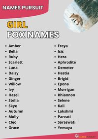 Discover perfect girl fox names: explore categories like Popular, Funny, Cute, Cartoon-Inspired, Mythical, Badass, and Unique for the ideal match.