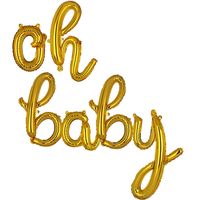 Cursive OH Baby Gold Letter Foil Mylar Balloons Banner Birthdays Party Decorations Supplies Small 16 Inch Baby Shower