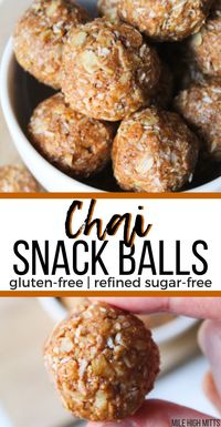 Easy, healthy, gluten-free and refined sugar-free (sweetened with honey) Chai Snack balls meet a light flavor of chai and almond butter, for a nutty and spiced on-the-go snack or breakfast. These snack balls are a fun, no bake recipe with NO dates!