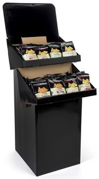 (2) Tier Display Bin - Black Corrugated Cardboard