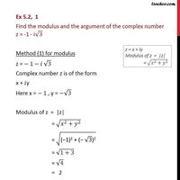 Ex 5.2, 1 - Find modulus and argument of z = -1 - i root 3