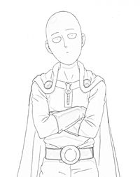 One punch man Saitama olhando Genos para colorir