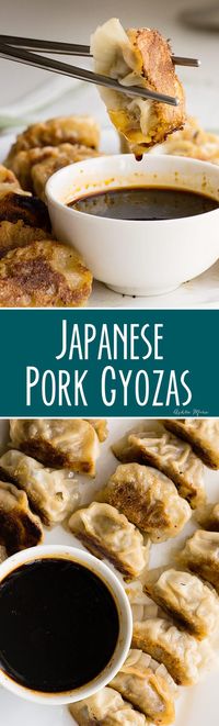 homemade pork and cabbage japanese gyoza recipe and video tutorial - these homemade pan fried dumplings are easy and delicious