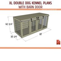 "This content includes the xlarge double dog kennel with barn doors diy plans. You can easily build it with all the information we give you. Anyone who is a beginner can do this project. Dimensions; 88\" (L) x 35 1/4\" (W) x 40 3/4\" (H) Capacity: 2 L dogs The construction stages are colored and shown in 3D.  Very simple step-by-step explanation. You can easily print this file from your printer. The materials, tools and shopping list you need are written in the content. The tools you need are th