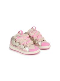 pink leather sneakers round toe front lace-up fastening pull-tab at the tongue rubber sole Composition: Leather, 100% | Lanvin Sneakers Pink Girls | SS24