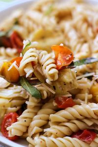 Guilty As Charged Casserole--pasta with tomatoes, basil and artichokes made in the Instant Pot or on the stove.