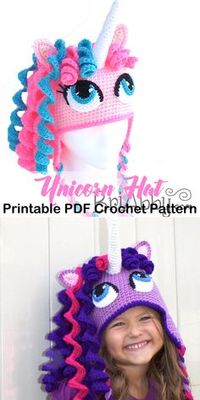 Make a unicorn hat -animal hat crochet patterns - crochet pattern pdf - amorecraftylife.com #hat #baby #crochet #crochetpattern