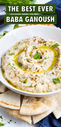 Baba Ganoush is a healthy and authentic Mediterranean recipe sure to impress. This easy, vegetarian spread is a unique twist on hummus, and only needs roasted eggplant, oil, Tahini, and some spices. Next time you're craving a low-carb dip, reach for this dish and dig in!