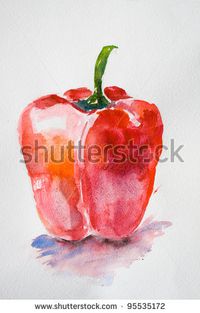 Watercolor illustration of red pepper by Regina Jershova, via Shutterstock