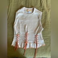 Xs Urban Outfitters Tie Corset Top, Beige And Orange. Never Worn