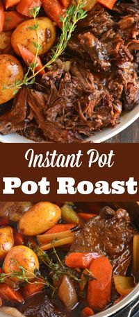 This is truly the best recipe for Pot Roast! The beef is so tender, it falls apart as you spoon it out of the most delicious gravy. Cooked in an Instant Pot or can be done in a Slow Cooker as well. #beef #instantpot #potroast #beefchuck