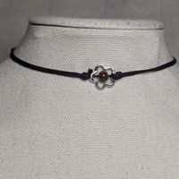 Flower Silver Charm Brown Ceramic Beaded Boho Whimsical Y2k Adjustable Black Rope Cord Choker Necklace Comes On An Adjustable Waxed Black Cord Necklace. Necklace Is Adjustable From Approximately 13" To 22".