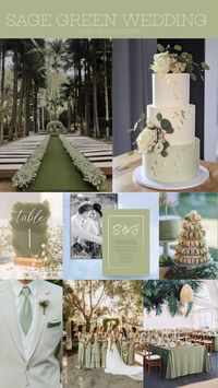 Personalized sage green wedding invitation with couple photo, sage green wedding decor and party supplies.