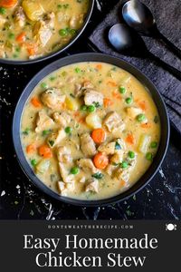 Savor this Easy Homemade Chicken Stew, a one-pot delight packed with tender chicken, hearty vegetables, and rich flavors, perfect for any family meal.