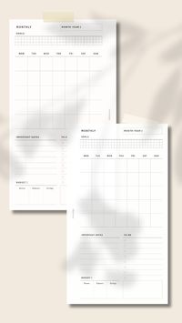 Simple Month Calendar, Undated Monthly Schedule Agenda Organizer, Month on 1 Page, Digital Download, Monthly Planner with Checklist, Month Planning Organizer for Minimalist  [💡MonthlyJoy's Checkpoint!] 𝑴𝒐𝒏𝒕𝒉𝒍𝒚 𝑶𝒗𝒆𝒓𝒗𝒊𝒆𝒘 𝑷𝒆𝒓𝒔𝒐𝒏𝒂𝒍 𝑷𝒍𝒂𝒏𝒏𝒆𝒓 𝑰𝒏𝒔𝒆𝒓𝒕𝒔. For this printable Personal Ring Binder Refill feature, see the month on only one page! And includes Space for a To-do list, Notes, and Appointments. Using the month's Calendar, To-do list, Notes, and Appointments you can plan efficiently. You can choose which of the two layouts you like and print it any time and as much as you want!  · Monday, Sunday Start · Goals | Blank Calendar | Important Dates | Budget | To do list | Notes  [📏SIZE] PERSONAL (3.75 x 6.75 inches)