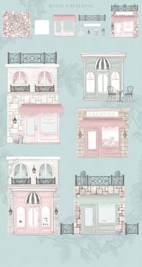 Tea & Patisserie Illustration Clipart Kit | Pretty Little Lines #clipartforcrafter #cuteclipart #shops #teashop #coffeeshop #illustration