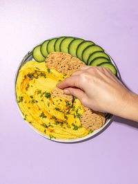 Feeling snacky? This cold, creamy red lentil dip is deeply craveable and packed with protein: 12 grams per serving! And it's so easy to make.