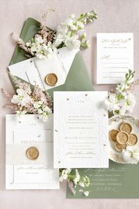 Give your guests butterflies with this curated Ingrid Suite. Featuring a luxurious combination of foil and blind press printing on double thick cotton paper, this suite will simply make your heart flutter.