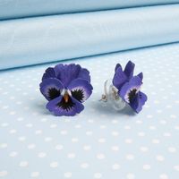 Pansy Stud Or Clip On Earrings In A Choice Of Colours By Good Intentions | notonthehighstreet.com