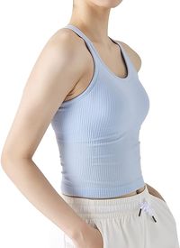 Crop Built-in Bra Racer Back Yoga Tank Tops for Women Slim Fit Blue XL at Amazon Women’s Clothing store