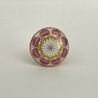 Pink and Gold Drawer Pull - Beautiful Ceramic Drawer Pulls, Drawer Knobs, Cabinet Knobs and Pulls, Unique, Decorative, Ceramic, Round by HooksKnobsHardware on Etsy https://www.etsy.com/listing/681408733/pink-and-gold-drawer-pull-beautiful