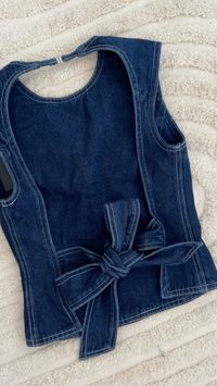 open back top, denim, coquette, bow